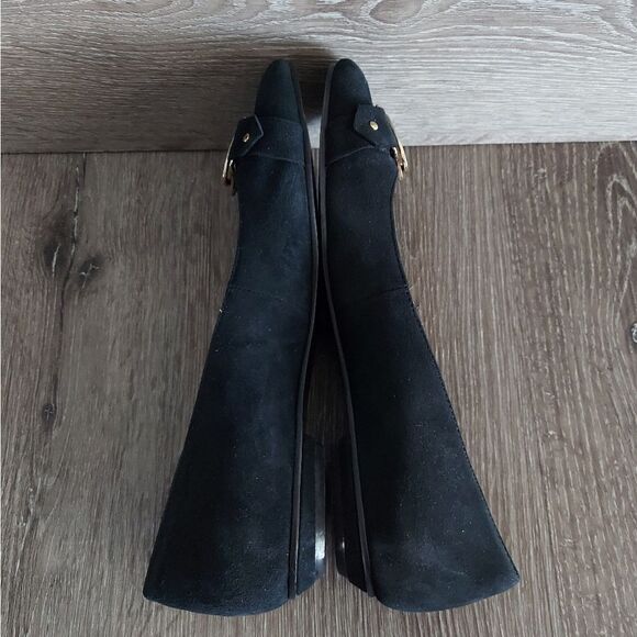 Next Black Suede Flats with Gold Accents 9 - Picture 7 of 10